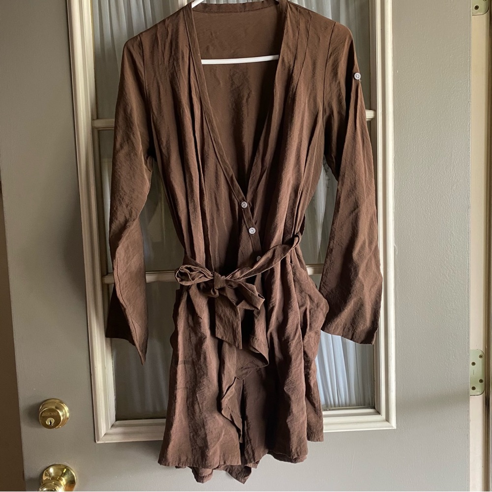 Brown Wrap Style Robe Jacket